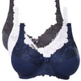 thumbnail image 5 of Curve Muse Plus Size Minimizer Underwire Unlined Bra with Embroidery Lace-3Pack-NAVY, WHITE, GRAY -34DDDD, 5 of 7