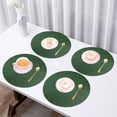 thumbnail image 4 of Snmubt Fabric Leather Round Table Mats Double Sided Placemats Hotel Household Western Food Mats Bowl Mats (Green), 4 of 6