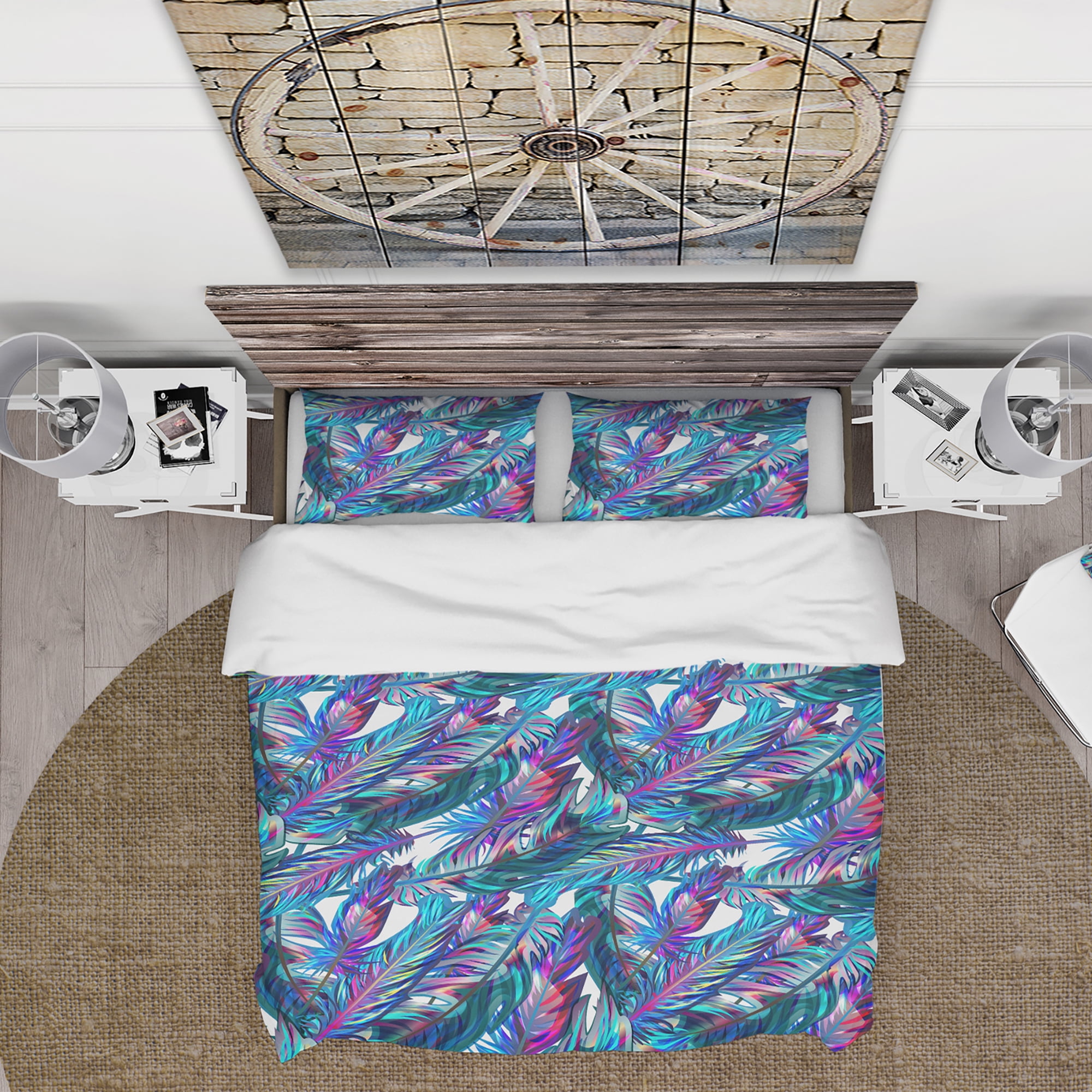 Designart 'Blue Tropical Leaves' Tropical Duvet Cover Set
