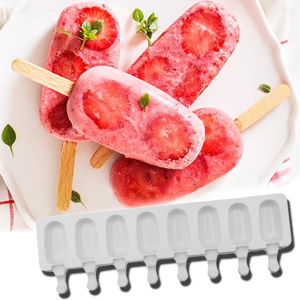 Popsicle Molds Set,Cake pop Sticks Non-Spill Lid LFGB Certified BPA Free Ice Cream Moulds with 50 Wood Stick Ice Maker Chocolate Ice Lolly Moulds 