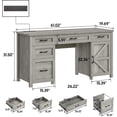 thumbnail image 2 of Vabches 61'' Executive Desk with 5 File Drawers, Wood Workstation with Charging Station & Storage Cabinet for Home Office and Study, 2 of 8