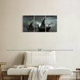 thumbnail image 2 of Elephant Stock Overcast Dragon Ships Wall Art - Horizontal Multi Panel Canvas - Living Room Wall Decor - Transportation Multi Panel - Gray And Black Decor - 32" x 15", 2 of 8