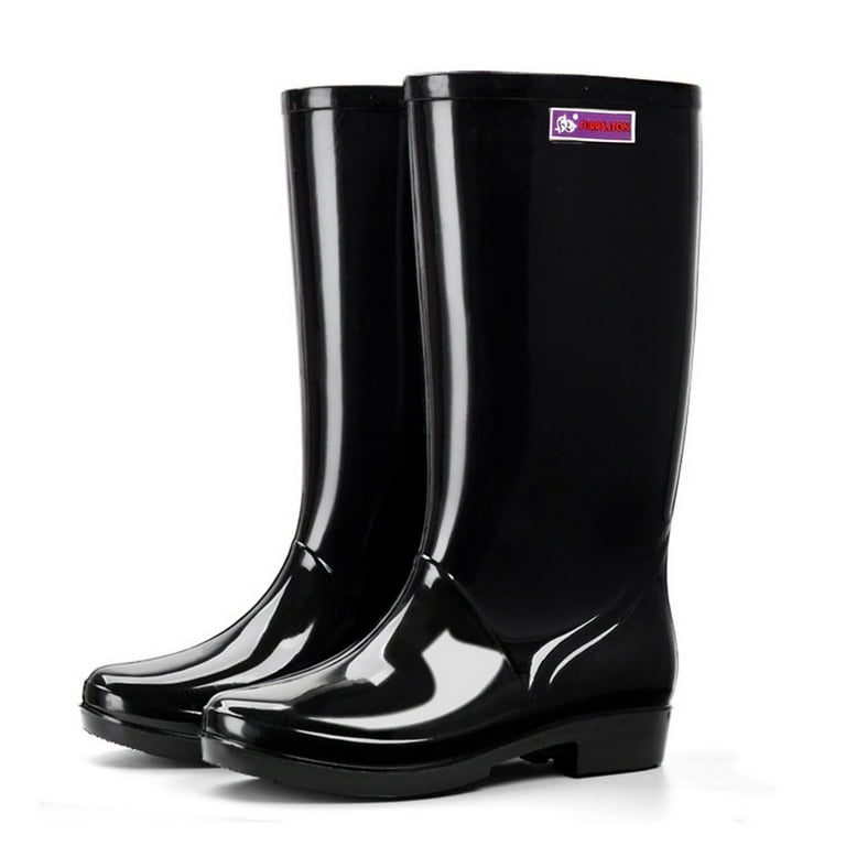 Cathalem Rain Boots Men Size 6 Rubber Non-slip Boots High- Rain Ladies Rain  Boots Shoes Women Waterproof women's Hinter Boots Black 9