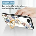 thumbnail image 4 of Feishell Compatible with iPhone 16e Flower Pattern Case with Diamond Ring Holder Support Magnetic Car Mount,Shockproof Luxury Glossy Glass Slim Phone Case for Women Girls,B, 4 of 14