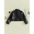 thumbnail image 4 of Bagilaanoe Toddler Little Girl PU Leather Jacket Toddler Long Sleeve Black Coat 4T 5T 6T 7T Kids Fall Zip Up Motorcycle Outwear, 4 of 8