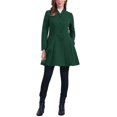 thumbnail image 2 of Abrigo de invierno para mujer INSPIRE CHIC, corte A, de manga larga, con botonadura simple, dobladillo peplum, largo, talla XS, verde oscuro, 2 of 6