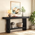thumbnail image 3 of Finmind 63-inch Solid Wood Console Table, 2-Tier Farmhouse Entryway Table, Narrow Sofa Console Behind Couch, Black, 3 of 10