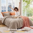thumbnail image 6 of Sasttie Queen Comforter Set Dark Linen, 3 Piece Solid Bedding for All Seasons, Soft and Breathable Down Alternative Bed Set with 2 Pillowshams, 6 of 9