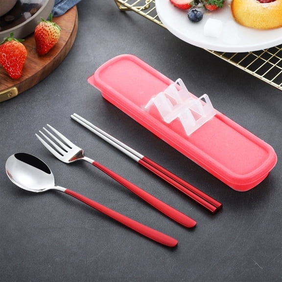 xaoyunyn Portable Stainless Steel Cutlery Set for Camping Lunch Work School Stable,Reusable,Easy to Clean Utensils with Compact Organizer Box