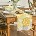 thumbnail image 4 of mubwai Yellow Dahlia Floral Pinnata Summer Table Runner, Seasonal Spring Holiday Kitchen Dining Table Decoration for Home Party Decor 13x72 Inch, 4 of 7