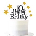 thumbnail image 1 of Topper para pastel Pargleev con brillo, negro y dorado, 10.º cumpleaños, 1 of 5