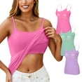 thumbnail image 2 of WTOBBY 3-Piece Women's Removable Pad Camisole Set, Sexy Oversized Underwear with Chest Support, Comfort Fit Plus Size Stretchy Layering Tanks,Mint Green S, 2 of 5