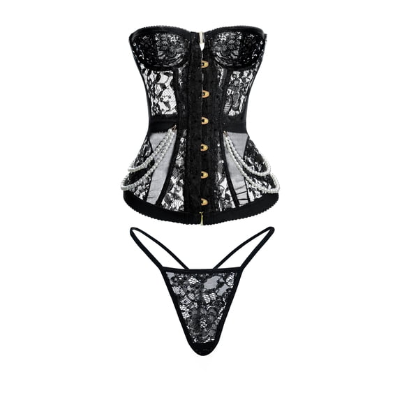Serena Black Pearl Corset Set (S)