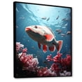 thumbnail image 2 of Designart "The Monochrome Dance Of Red And Grey Fish" Coastal Coral Under Water Floater Framed Wall Art Prints, 2 of 5