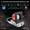 thumbnail image 7 of Luxrite 6-Pack 4 Inch Square LED Recessed Light J-Box 5CCT 15W 1000 Lumens 60 Dimmable IC Rated Wet Rated ETL - Black Trim, 7 of 7