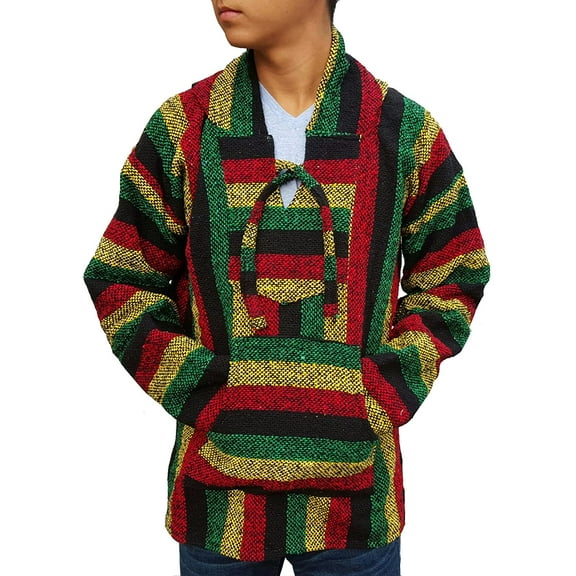 Mexican Baja Hoodie Sweater Jerga Pullover Rastra Small