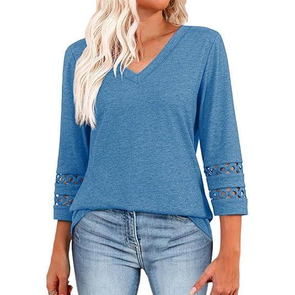 DecSea 3/4 Length Sleeve Womens Tops Dressy Casual Blouses for Women 2025 Trendy V Neck T Shirts Summer Clothes