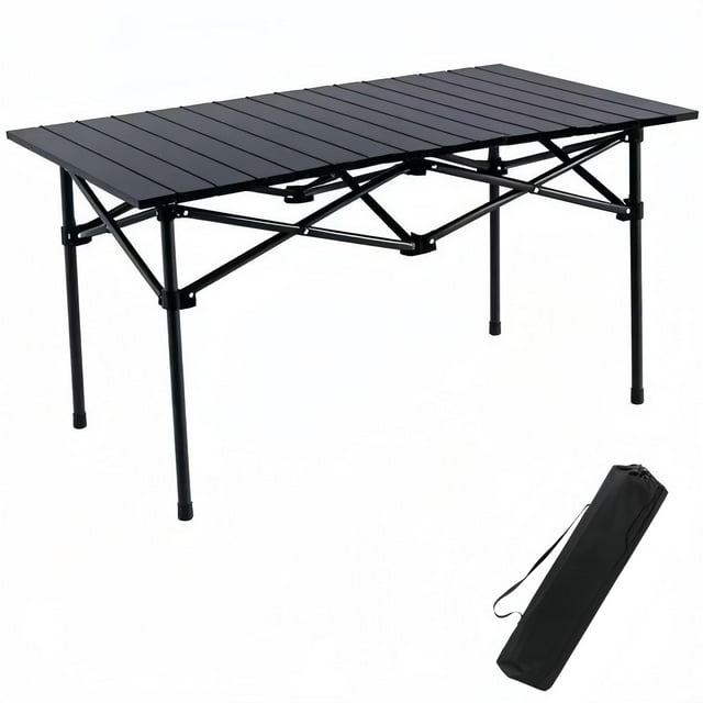 Mesa de camping plegable Xajsdlxs 94x55x50 cm portátil negra