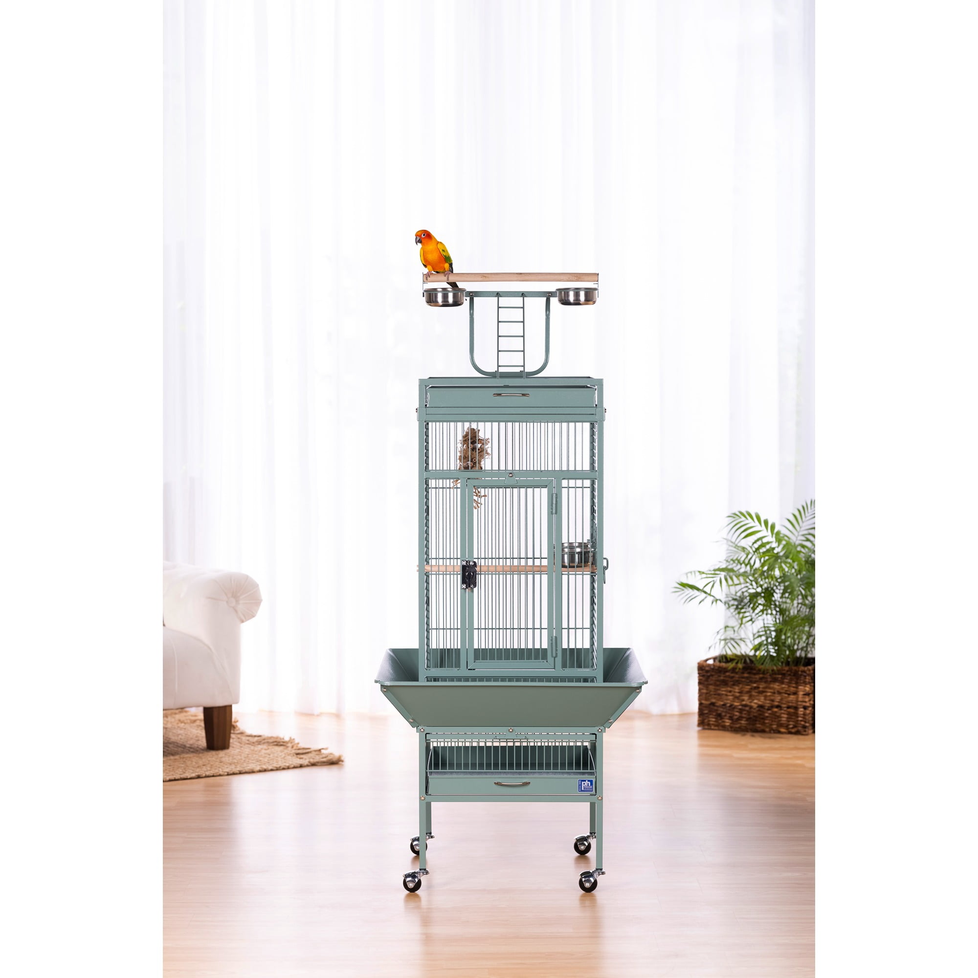 Prevue Pet Products Select Playtop Bird Home Cage in Sage Green 3151SAGE