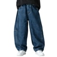 thumbnail image 6 of Edvintorg Boys Jeans Streetwear Classic Wide Leg Jeans Casual Elastic Waist Demin Pants with Pockets Teen Boy Clothes 5-15, 6 of 7