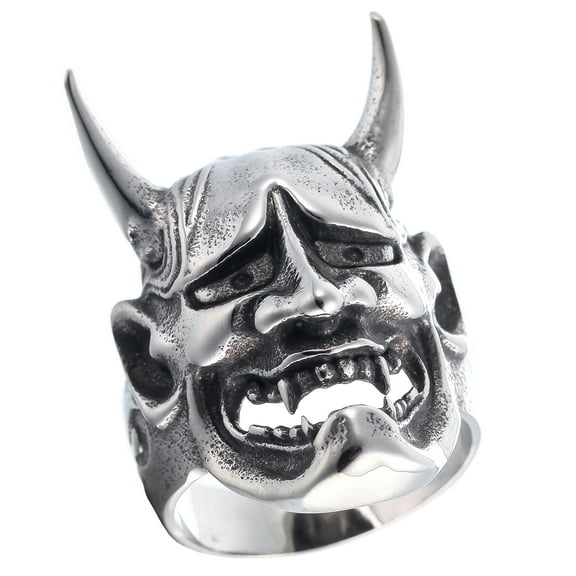 ZMY Home Stainless Steel Party Chunky Jewelry Edgy Japanese Demon Oni Ring (11)