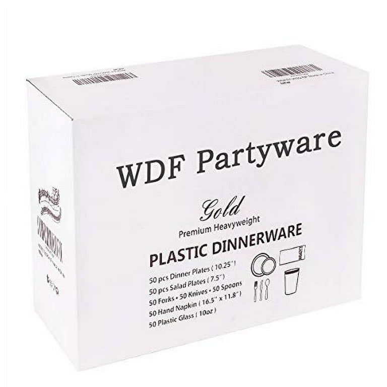 Wdf WDF 120 pieces Gold Disposable Plastic Plates- Gold Rim