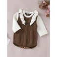 thumbnail image 3 of Qmyliery Infant Baby Girls Knit Rompers, Long Sleeve Crew Neck Ruffle Snap  Jumpsuits for Spring Autumn, 3 of 9