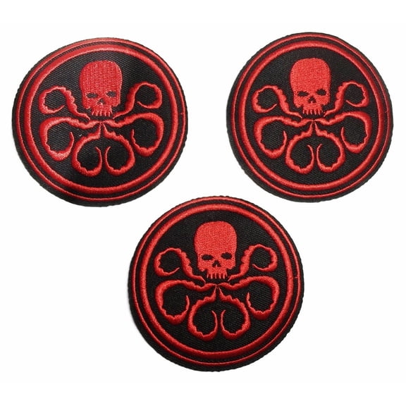 Captain America Hydra Logo 3 1/4" Embroidered Iron On Patch Set of 3