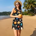 thumbnail image 3 of Fotbe Planets In Deep Space Vestido de Verano sin Mangas para Mujer – Vestido Midi Línea A, Estilo Camiseta Floral, Vestido Playero Casual y Fluido, 3 of 7