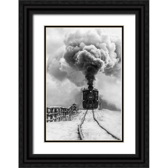 Dorin Lucian, Sveduneac 17x24 Black Ornate Wood Framed with Double Matting Museum Art Print Titled - Old train