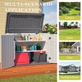 thumbnail image 3 of Deck Box Horizontal Storage Shed with Removable Shelf, Large Lockable Outdoor Storage Cabinet, Weather-Resistant HDPE Plastic Storage Unit for Backyard, Patio, Garden – 28 Cu.ft, Ivory White,Outdoor, 3 of 17