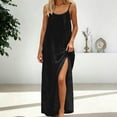 thumbnail image 5 of Feancey Women's Backless Cami Dress Summer Trendy Split Hem Maxi Dresses Loose Fit Spaghetti Strap Beach Sundress Flowy Vacation Dresses with Back Tie Black 29, 5 of 8