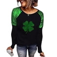 thumbnail image 2 of Craaazy St Patricks Day Shirts Womens Long Sleeve Shamrock Printed Round Neck Tops Gifts, 2 of 9