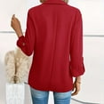 thumbnail image 4 of Evdexr Lightweight Blazers for Womens Open Front Business Suit Jackets Lined Long Sleeve Work Suit Cardigan Summer Lapel Plus Size One Button Blazer Jackets with Pockets Red XL, 4 of 4