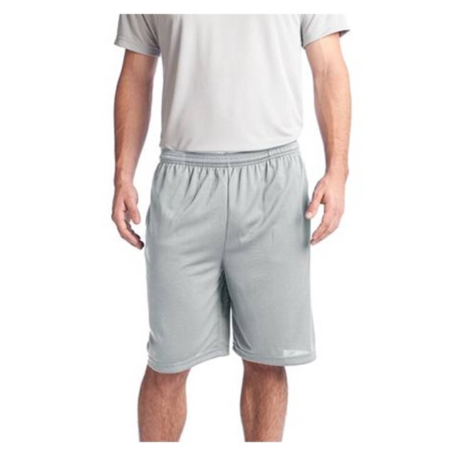 Sport-Tek Posicharge Short à Poches en Maille Résistante - Argent - Moyen