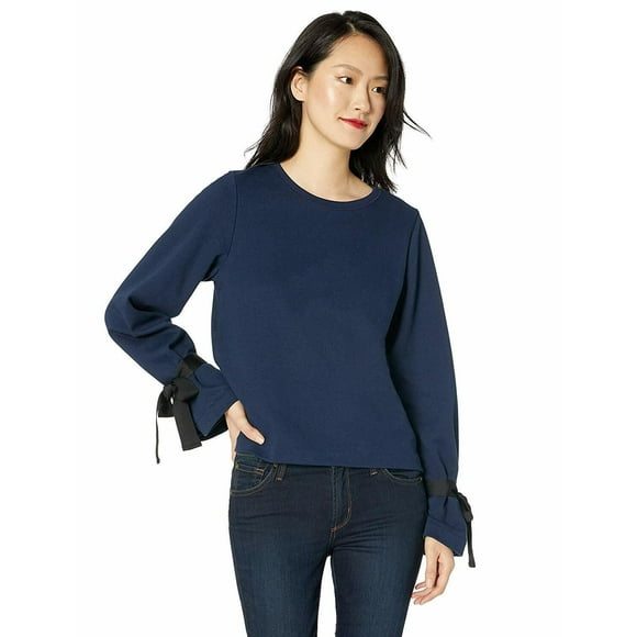 J.Crew Mercantile K0567 Sweatshirt Top Tie Sleeve Navy ( M )