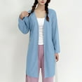 thumbnail image 5 of Riecok Robes for Women Plus Size Cozy Soft Long Sleeve Warm Bathrobe with Tie Closure Comfortable Nightdress Light Blue L, 5 of 8