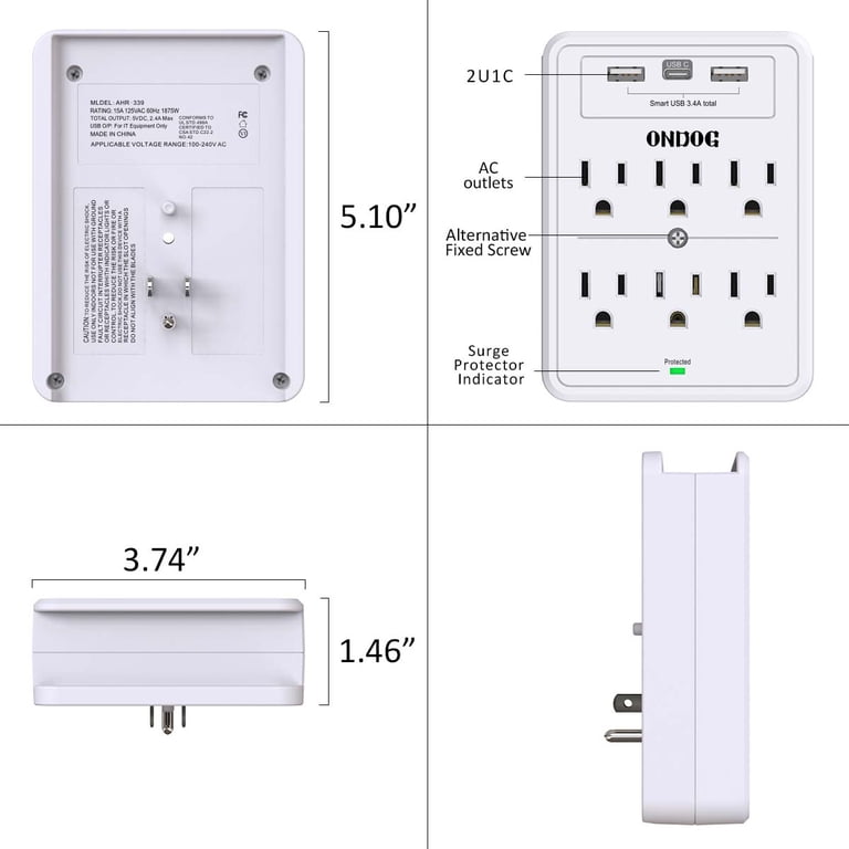 ONDOG Multi Plug Outlet with Surge Protection photo 7