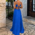 thumbnail image 4 of Women’s Pleated Maxi Dress with Spaghetti Straps and Square Neckline Flowy Long Dress for Casual or Formal Occasions Royal Blue L, 4 of 4