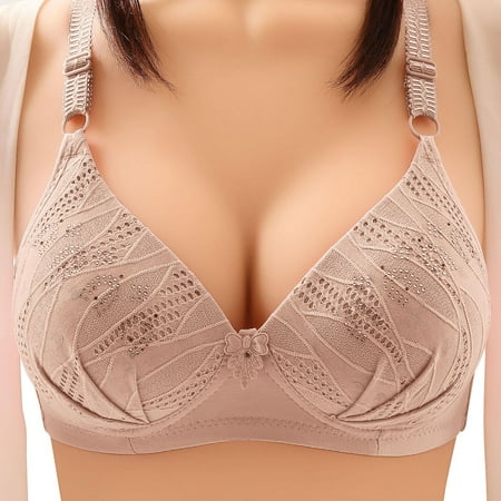 

XIAOFFENN Woman s Solid Color Comfortable Hollow Out Perspective Bra Underwear No Rims