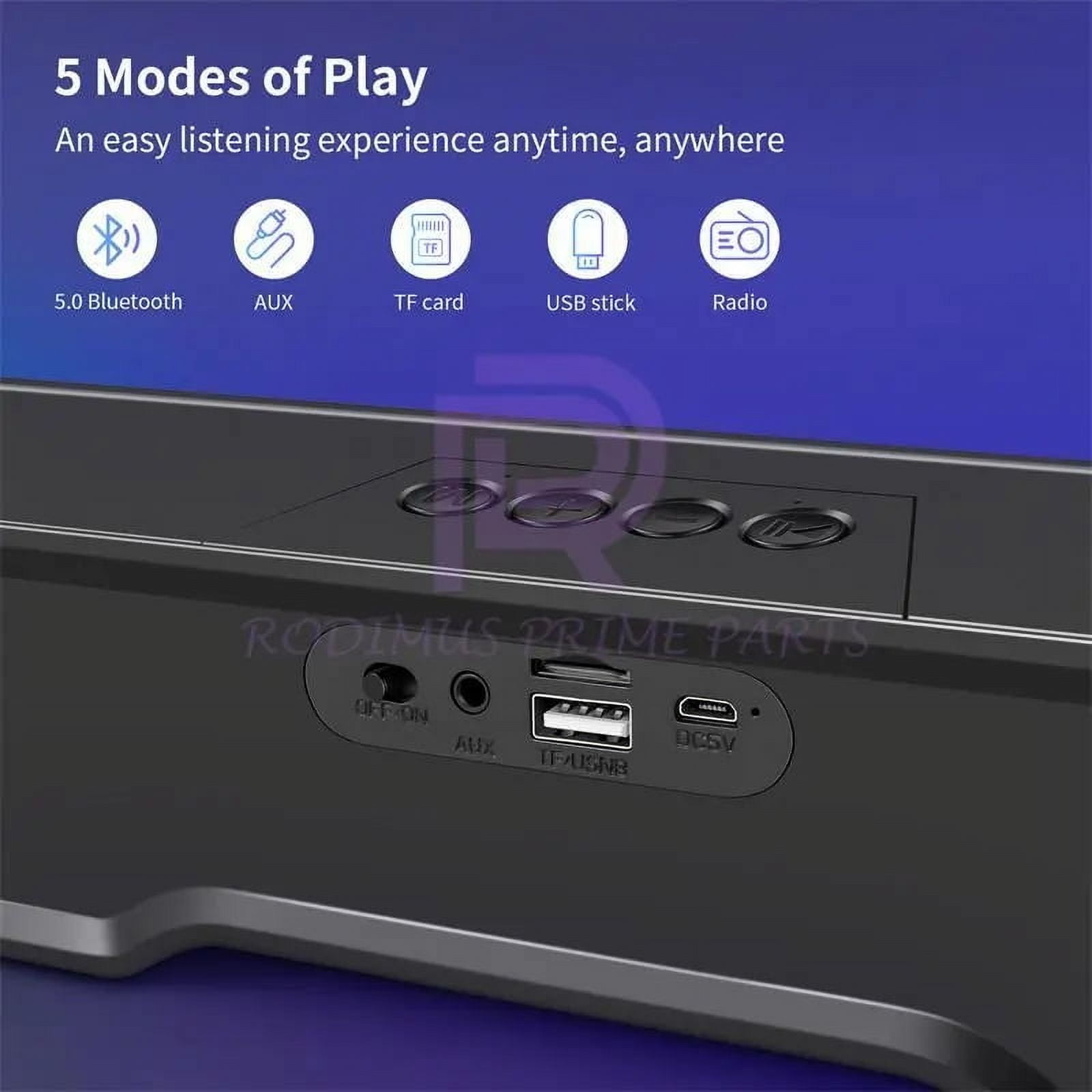 MYJTOPUS LED Soundbar Speaker Sound Bar, Mini Subwoofer Soundbar with Bluetooth Wireless for TV, Computer, Black