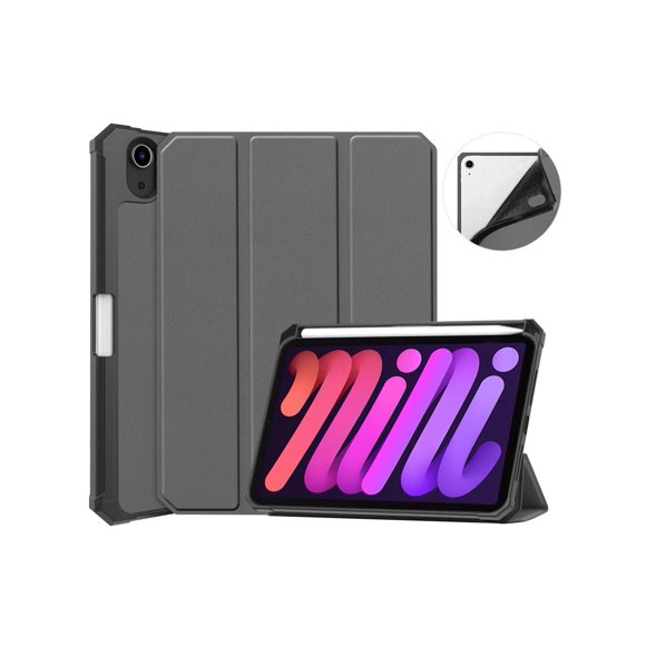 Case for iPad mini 7 (A17 Pro) 2024 / Mini 6 2021 8.3 inch with Pencil Holder - [ Protection + 2nd Gen Apple Pencil Charging + Auto Wake/Sleep] Soft TPU Back Cover