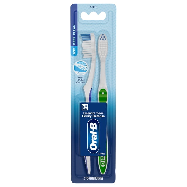 Cepillo de dientes Oral-B Essential Clean Suave, paquete de 2