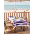 thumbnail image 2 of Outdoor Tablecloth with Umbrella Hole for Patio/Picnic/Party/Camping, Purple Striped Waterproof Table Cloth Rectangle Table Cover Washable, Farmhouse Simple Line Vertical Stripes (60"x 120"), 2 of 9