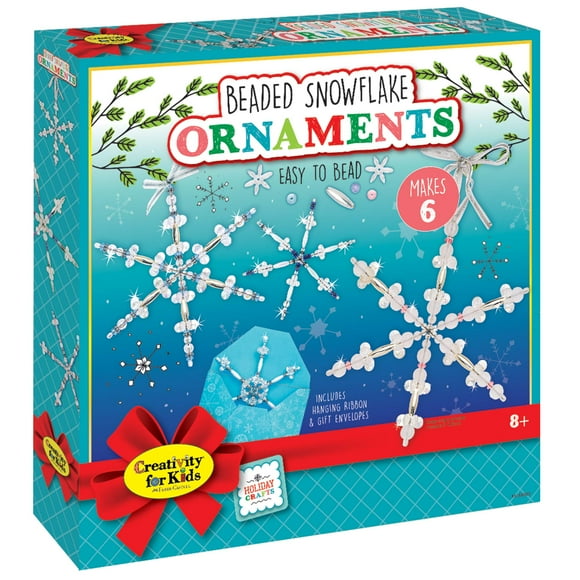 Creativity for Kids Beaded Snowflake Ornaments - Create 6 Christmas Tree Ornaments