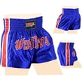 thumbnail image 3 of Men Boxing Shorts MMA Mauy Thai Training Fitness Gym Cage Fight Kickboxing Trunks Clothing Blue/Red/White XX-Large, 3 of 8