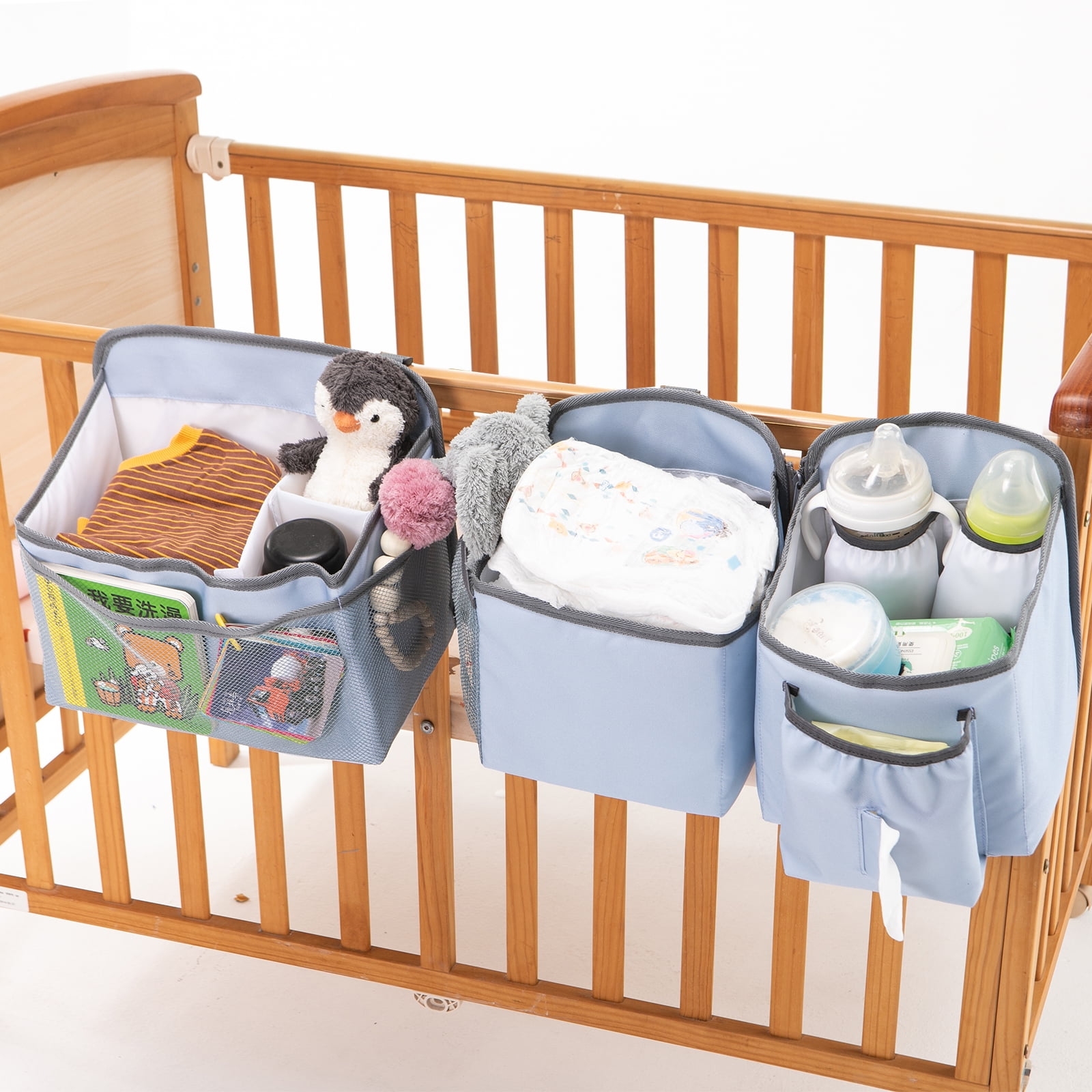 Baby Stroller Organizer Bag Bedside Caddy Diaper Storage Bin Hanging Storage Bag for Baby Bed/Baby Cart
