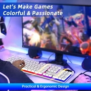 Wired Gaming Keyboard & Mouse Combo, RGB Backlit Mechanical Gaming Keyboard Mouse W/ Multimedia Keys, Anti-ghosting Keys, Spill-Resistant Keycaps for Windows PC Gamers Desktop Computer Laptop, White