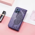 thumbnail image 4 of for Motorola Edge 30 Fusion 6.55" Wallet Case for Women Girls, Shiny Butterfly Flower PU Leather Cover with Card Slot Holder Flip Phone Case for Motorola Edge 30 Fusion Rhinestone Deep Purple, 4 of 18