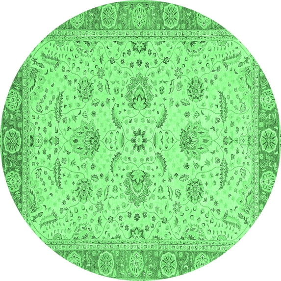 Ahgly Company Indoor Round Oriental Emerald Green Traditional Area Rugs, 5' Round